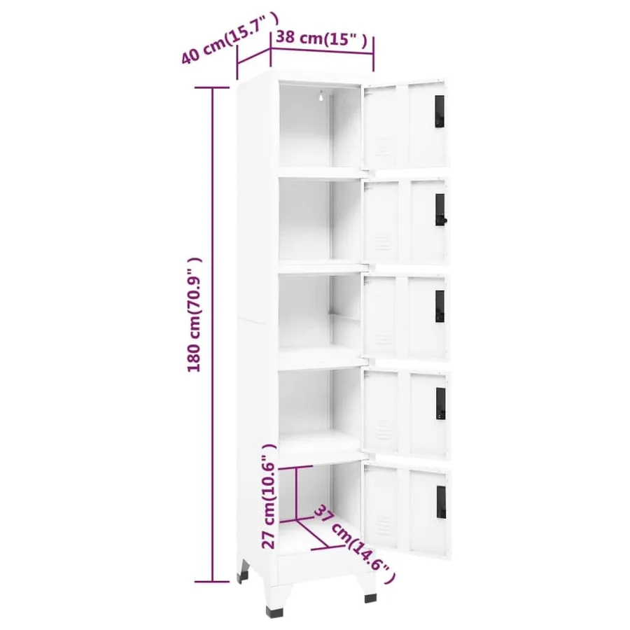 Armoire à casiers Blanc 38x40x180 cm Acier - 8