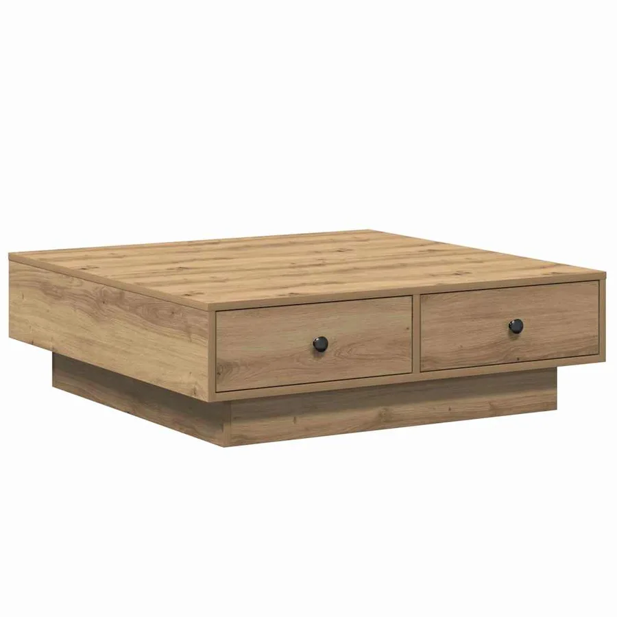 Table basse Chêne artisanal 90 x 90 x 28 cm Bois d'ingénierie - 2