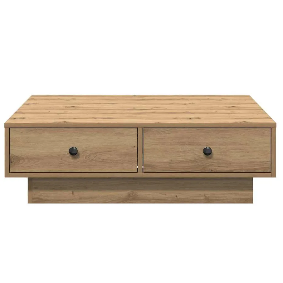 Table basse Chêne artisanal 90 x 90 x 28 cm Bois d'ingénierie - 5