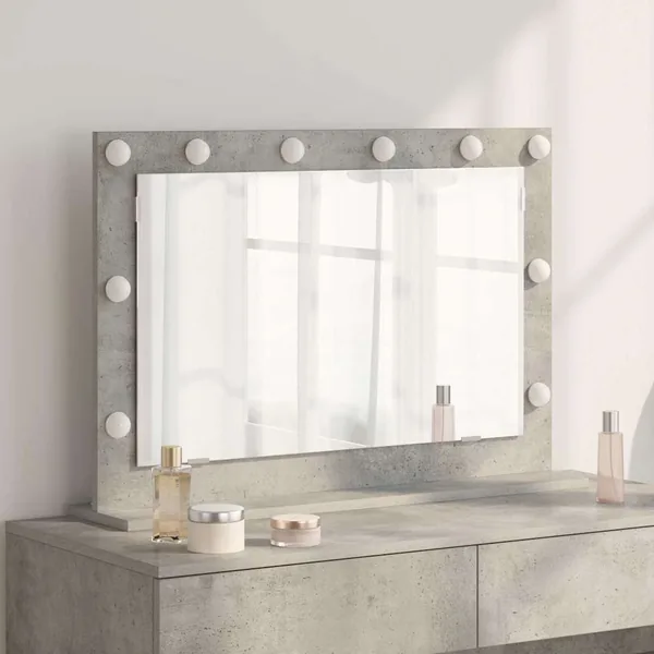Miroir de vanité Rectangulaire Gris béton 80 x 55 x 18 cm