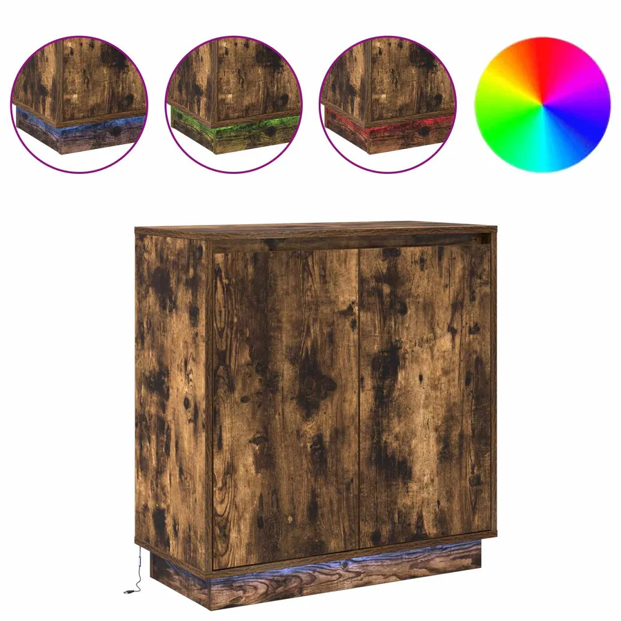 Buffet LED pour Chêne fumé 71 x 34,5 x 75 cm Bois d'ingénierie - 4