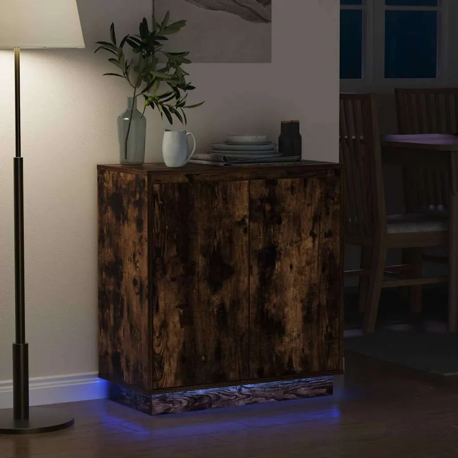 Buffet LED pour Chêne fumé 71 x 34,5 x 75 cm Bois d'ingénierie - 6