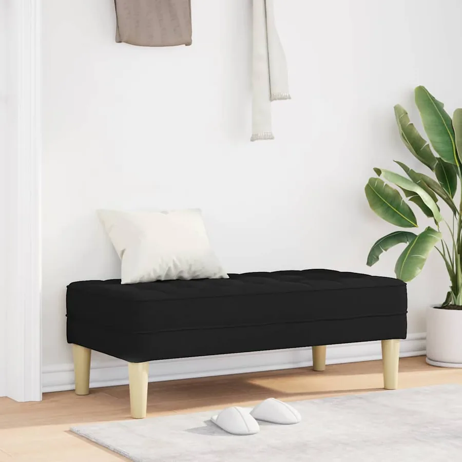 banc avec coussin Noir 113 x 57 x 39 cm tissu