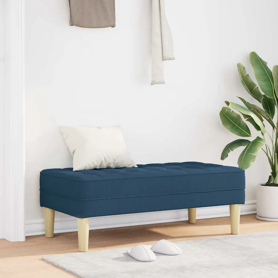 banc avec coussin Bleu 113 x 57 x 39 cm tissu