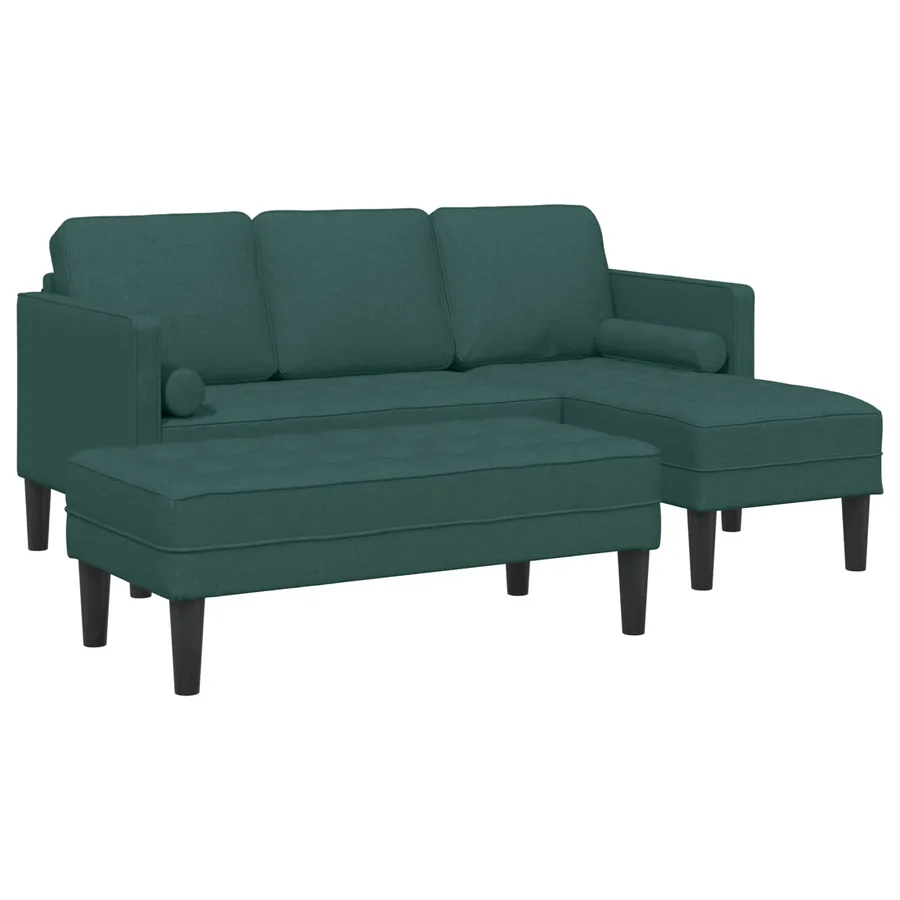 Ensemble de Canapés avec coussin 2 pcs Vert foncé Polyester - 2
