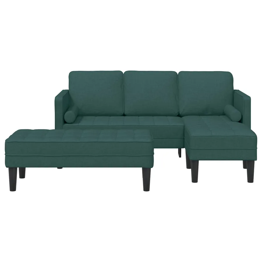 Ensemble de Canapés avec coussin 2 pcs Vert foncé Polyester - 5