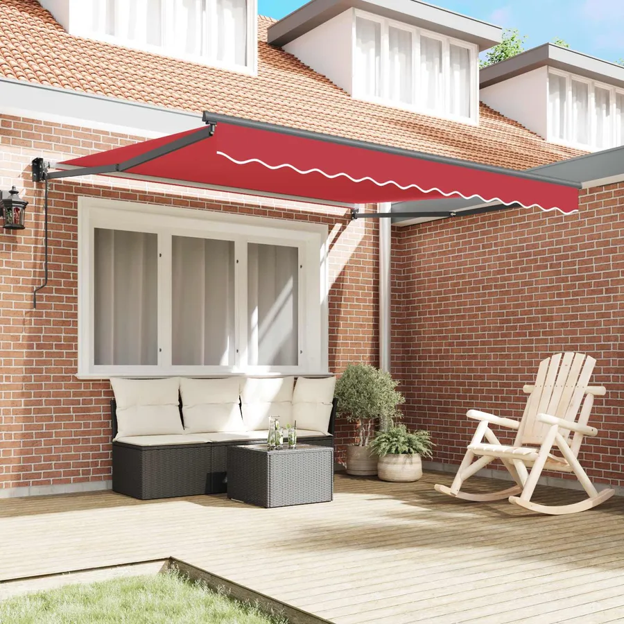 Auvent rétractable Rouge 350 x 250 cm Polyester et métal - 3