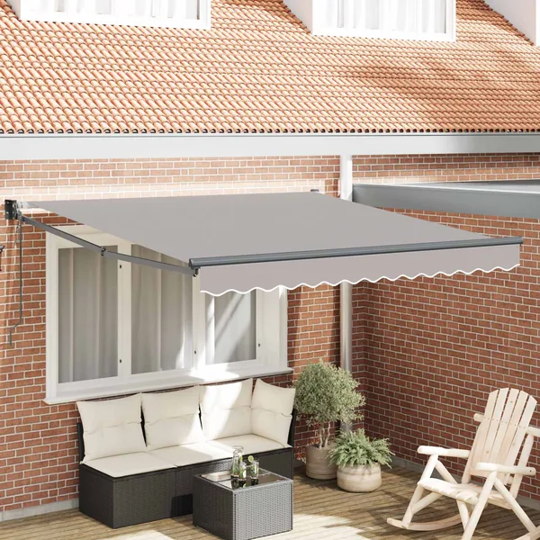 Auvent rétractable Gris clair 350 x 250 cm Polyester et métal
