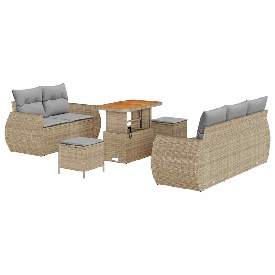 Ensemble de canapé de jardin 8 pcs Beige et Gris clair - 2