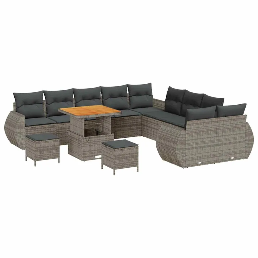 Ensemble de canapé de jardin avec coussin 13 pcs Gris - 2