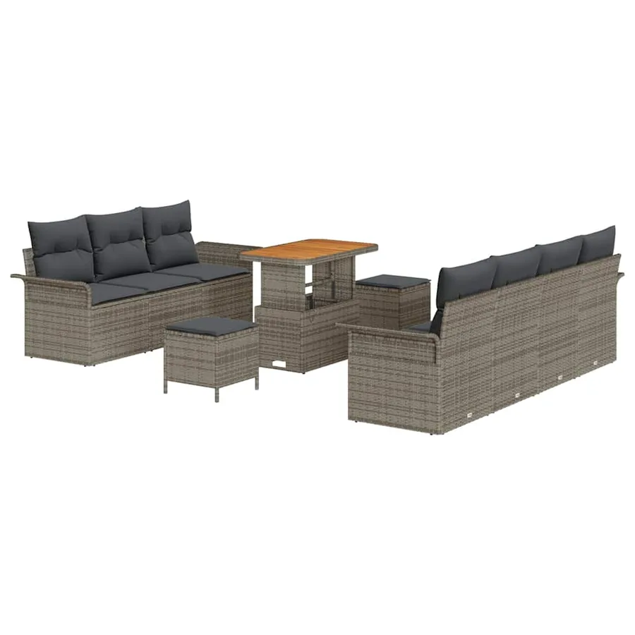 Ensemble de canapé de jardin avec coussin 10 pcs Gris - 2