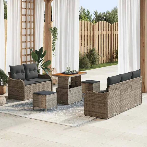 Ensemble de canapé de jardin avec coussin 8 pcs Gris