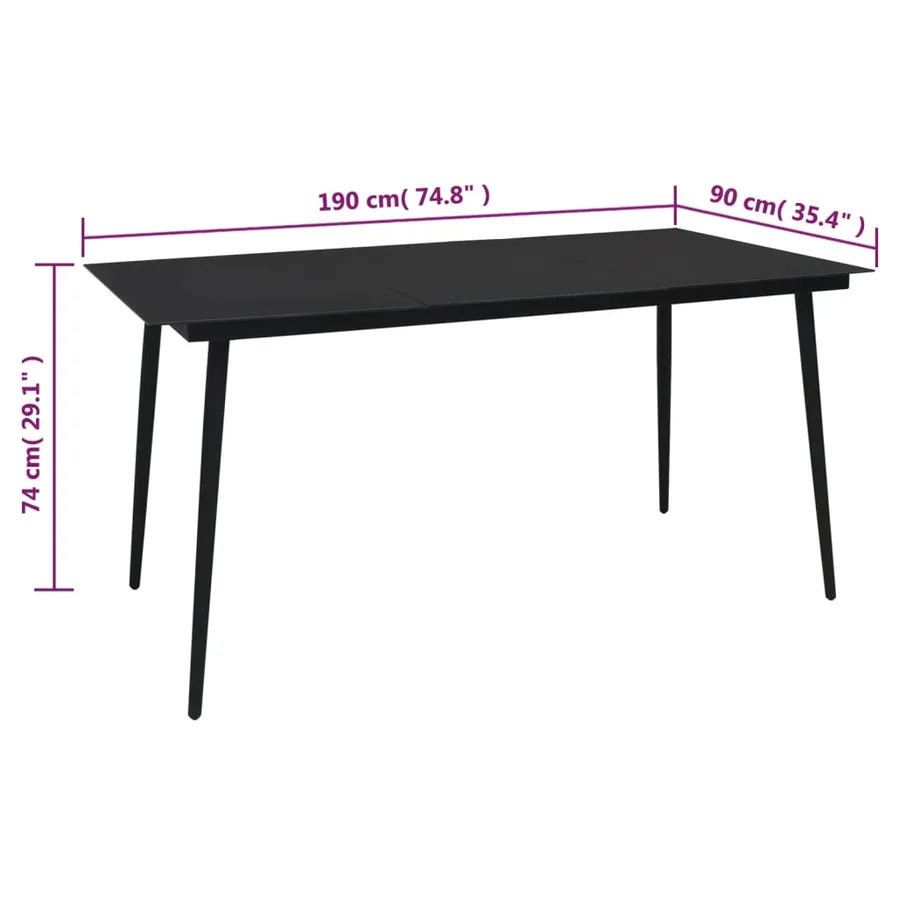 Ensemble à manger de jardin 9 pcs noir rotin PVC - 12
