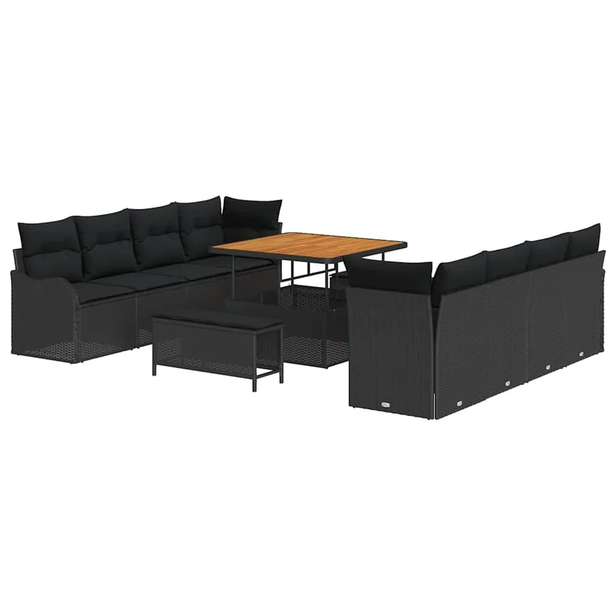 Ensemble de canapé de jardin avec coussin 11 pcs Noir - 2