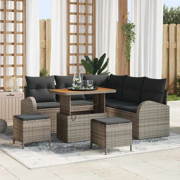 Ensemble de canapé de jardin avec coussin 8 pcs Gris