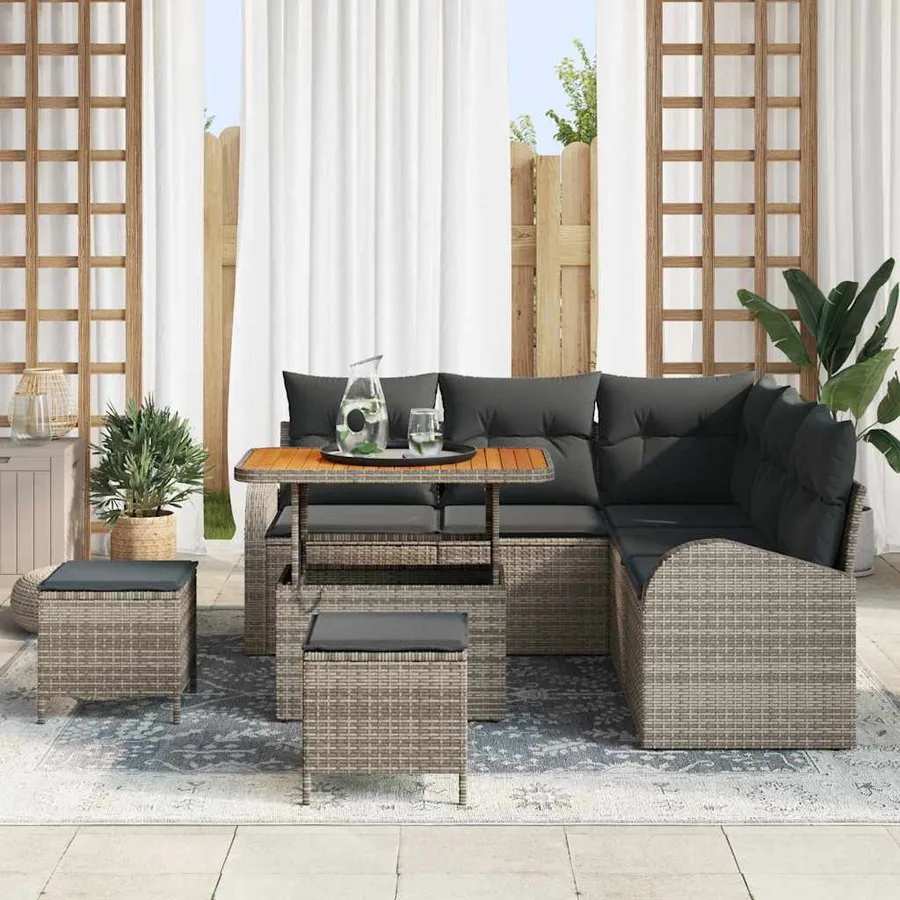 Ensemble de canapé de jardin avec coussin 8 pcs Gris - 3