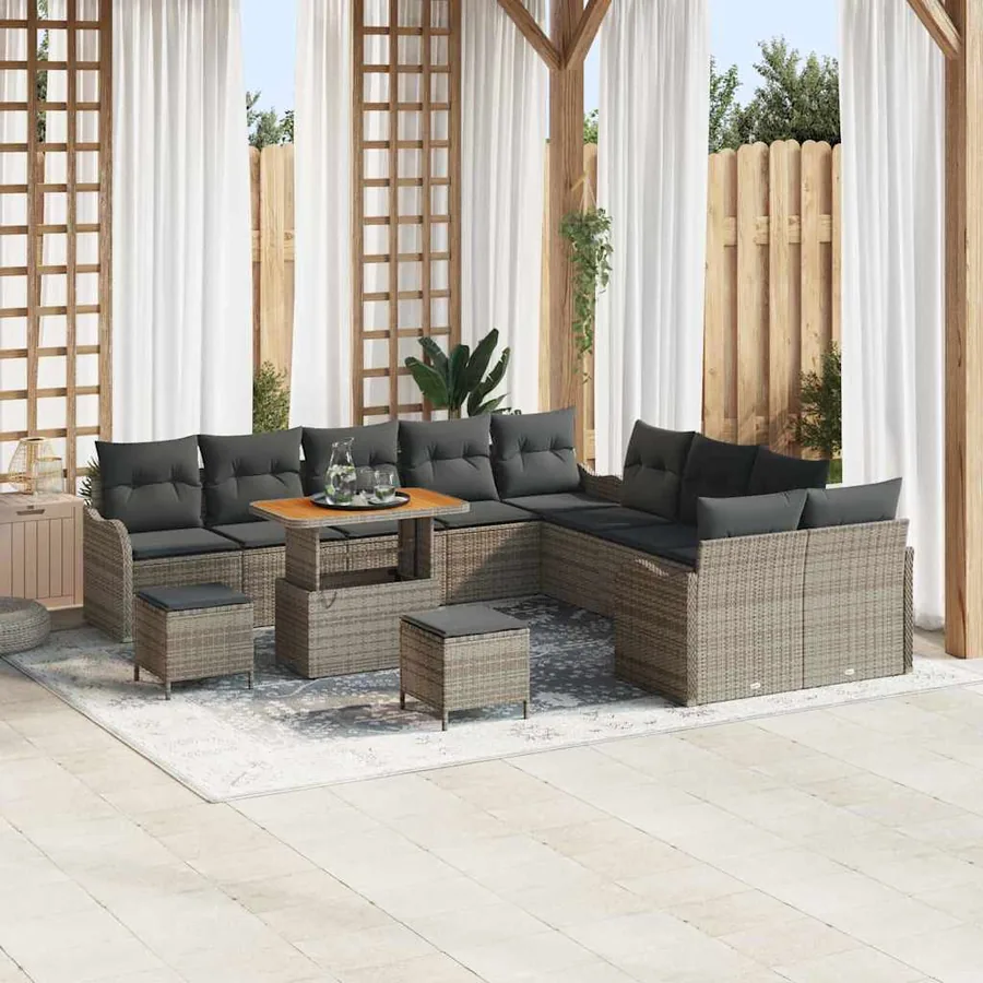 Ensemble de canapé de jardin avec coussin 13 pcs Gris