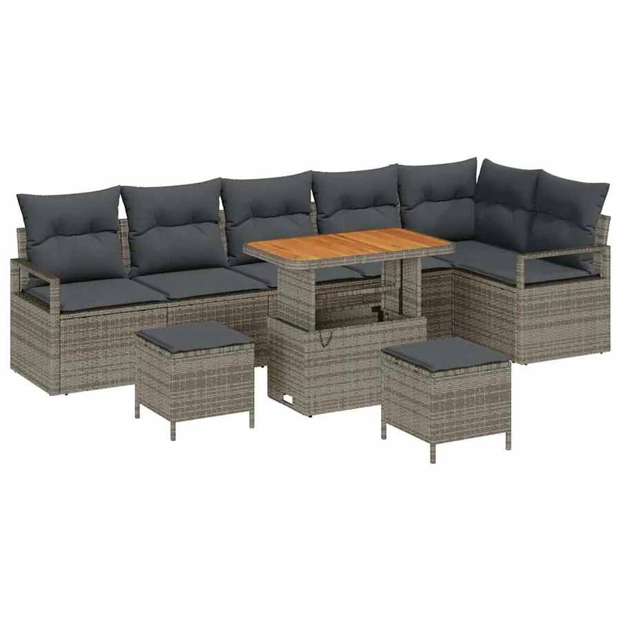 Ensemble de canapé de jardin avec coussin 9 pcs Gris - 2