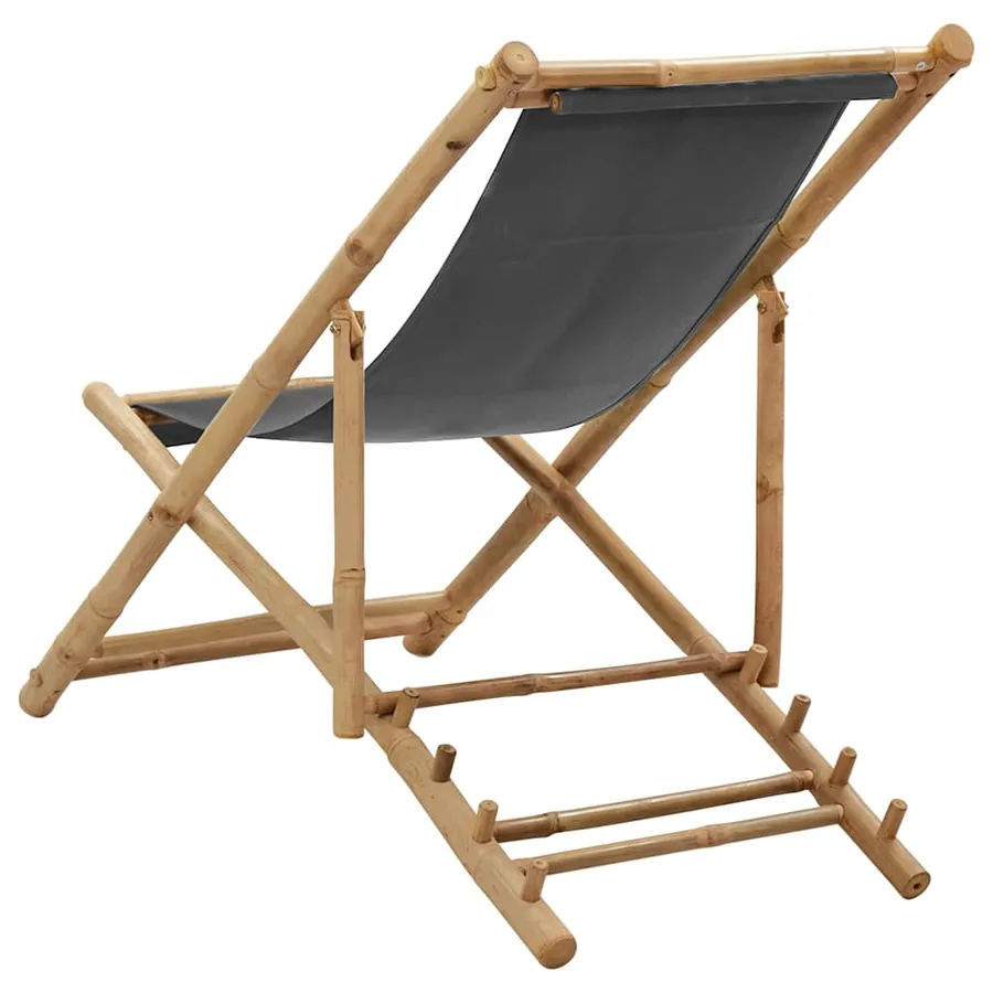 Chaise de terrasse Bambou et toile Gris foncé - 4
