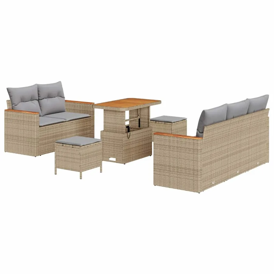 Ensemble de canapé de jardin 10 pcs Beige et Gris clair - 2