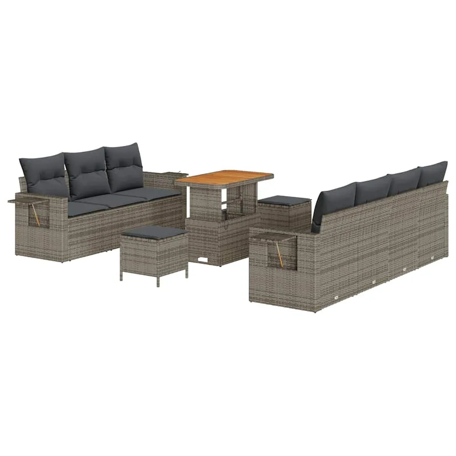 Ensemble de canapé de jardin avec coussin 10 pcs Gris - 2