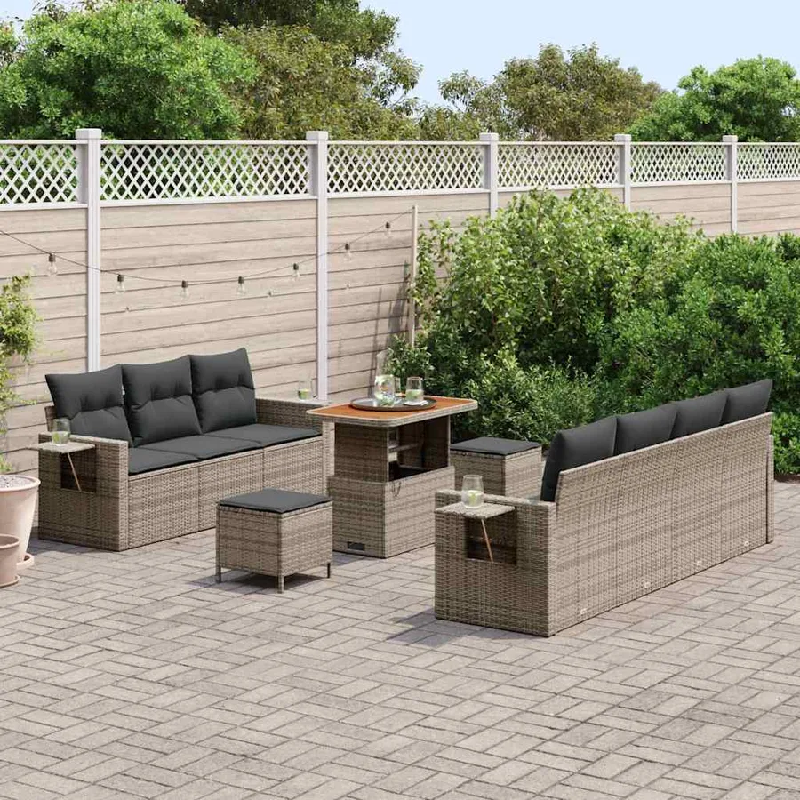 Ensemble de canapé de jardin avec coussin 10 pcs Gris - 3