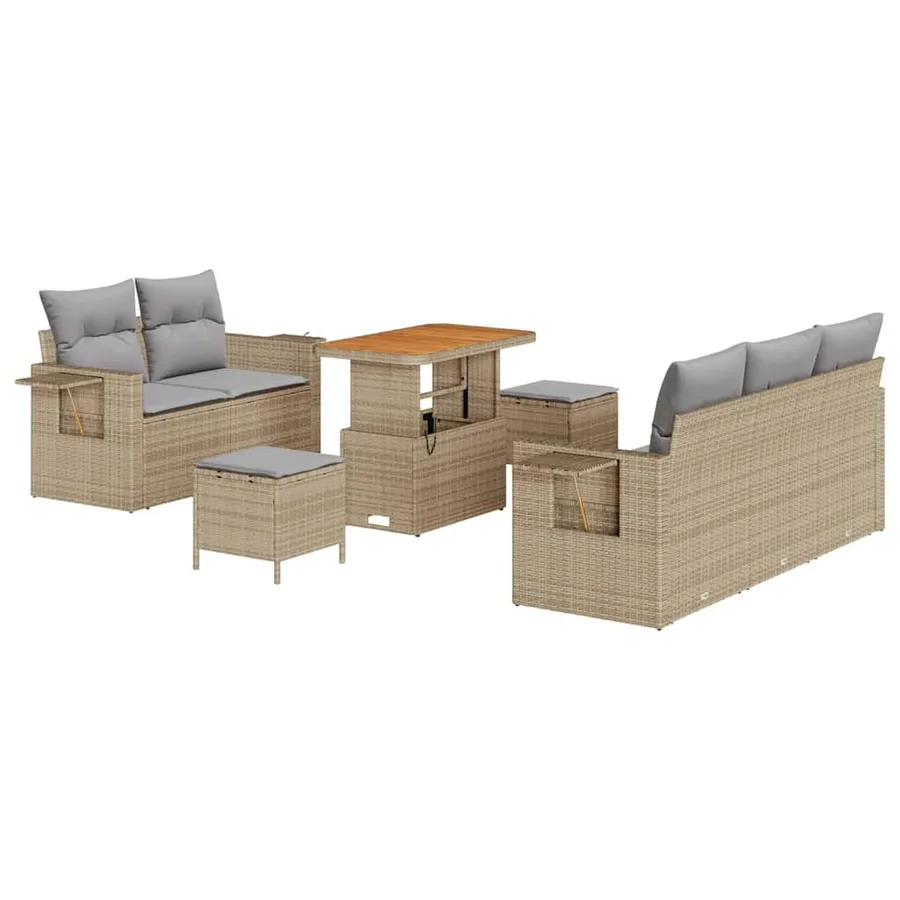 Ensemble de canapé de jardin 10 pcs Beige et Gris clair - 2