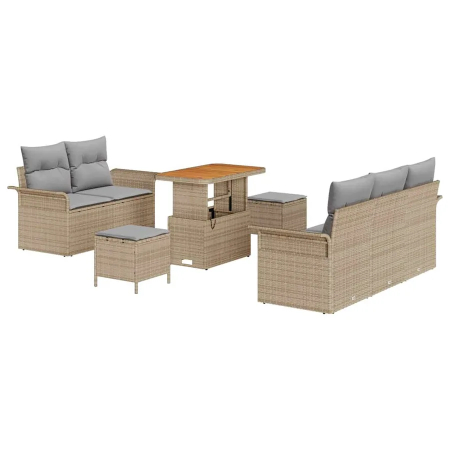 Ensemble de canapé de jardin 8 pcs Beige et Gris clair - 2