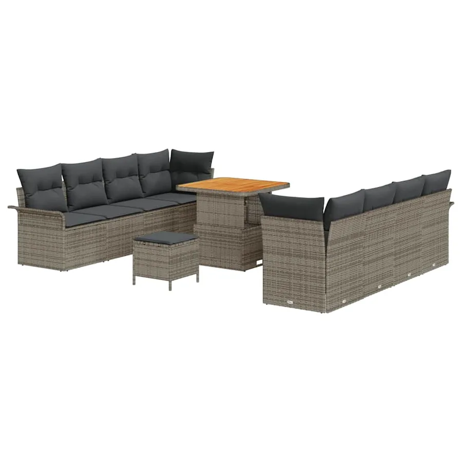 Ensemble de canapé de jardin avec coussin 11 pcs Gris - 2