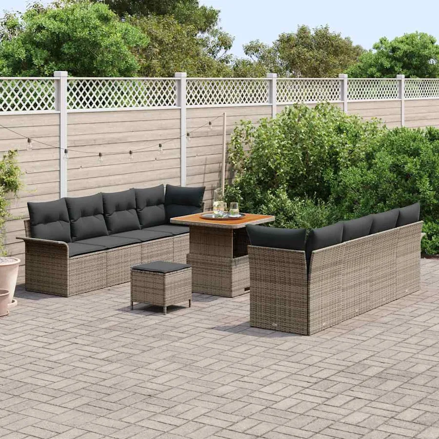Ensemble de canapé de jardin avec coussin 11 pcs Gris - 3