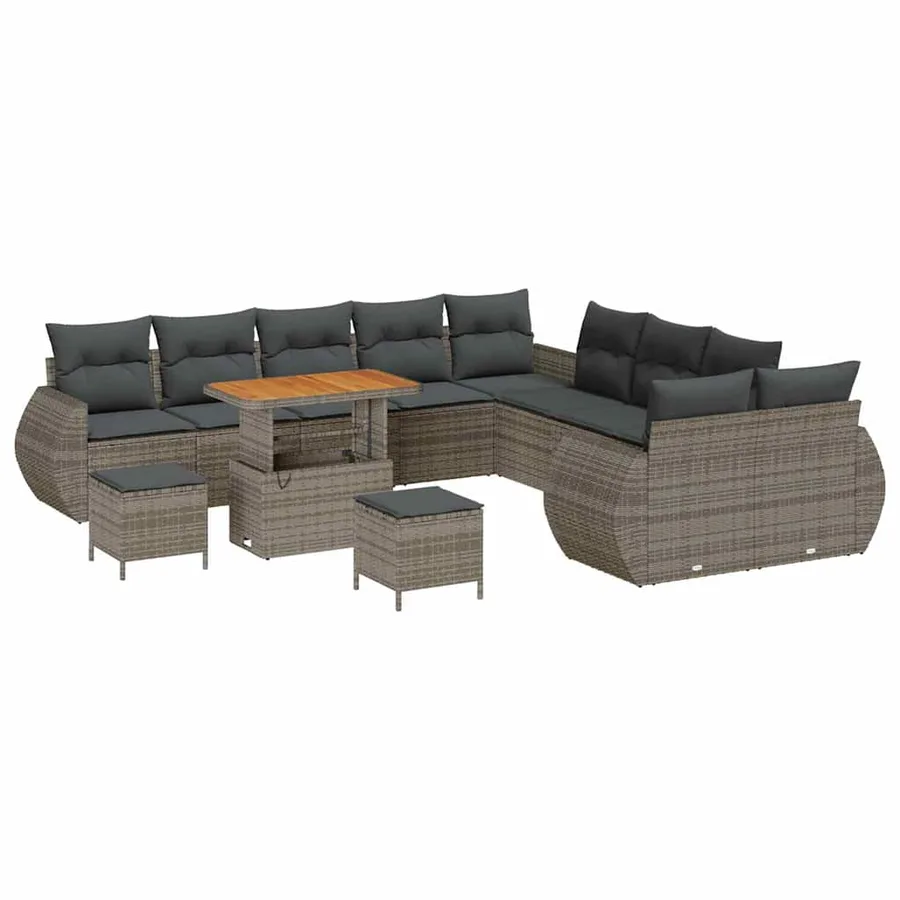Ensemble de canapé de jardin avec coussin 13 pcs Gris - 2