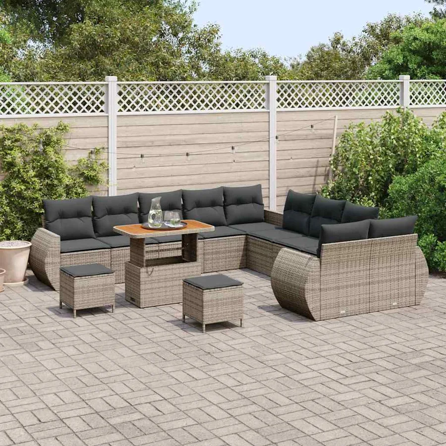 Ensemble de canapé de jardin avec coussin 13 pcs Gris - 3