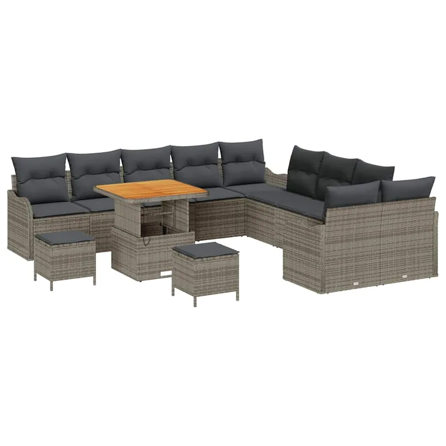 Ensemble de canapé de jardin avec coussin 13 pcs Gris - 2