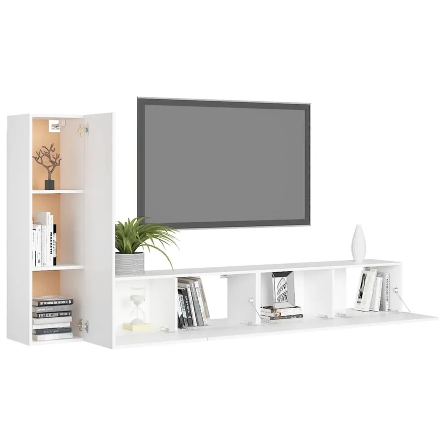 Ensemble de meubles TV 3 pcs Blanc Bois d'ingénierie - 3