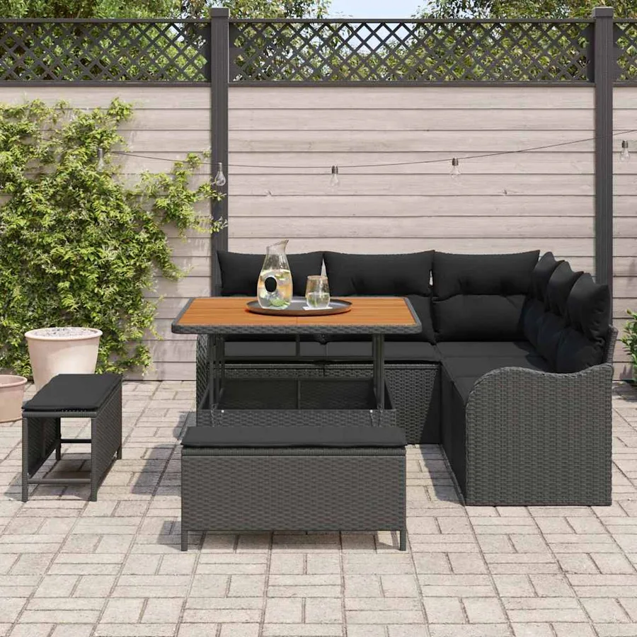 Ensemble de canapé de jardin avec coussin 8 pcs Noir - 3