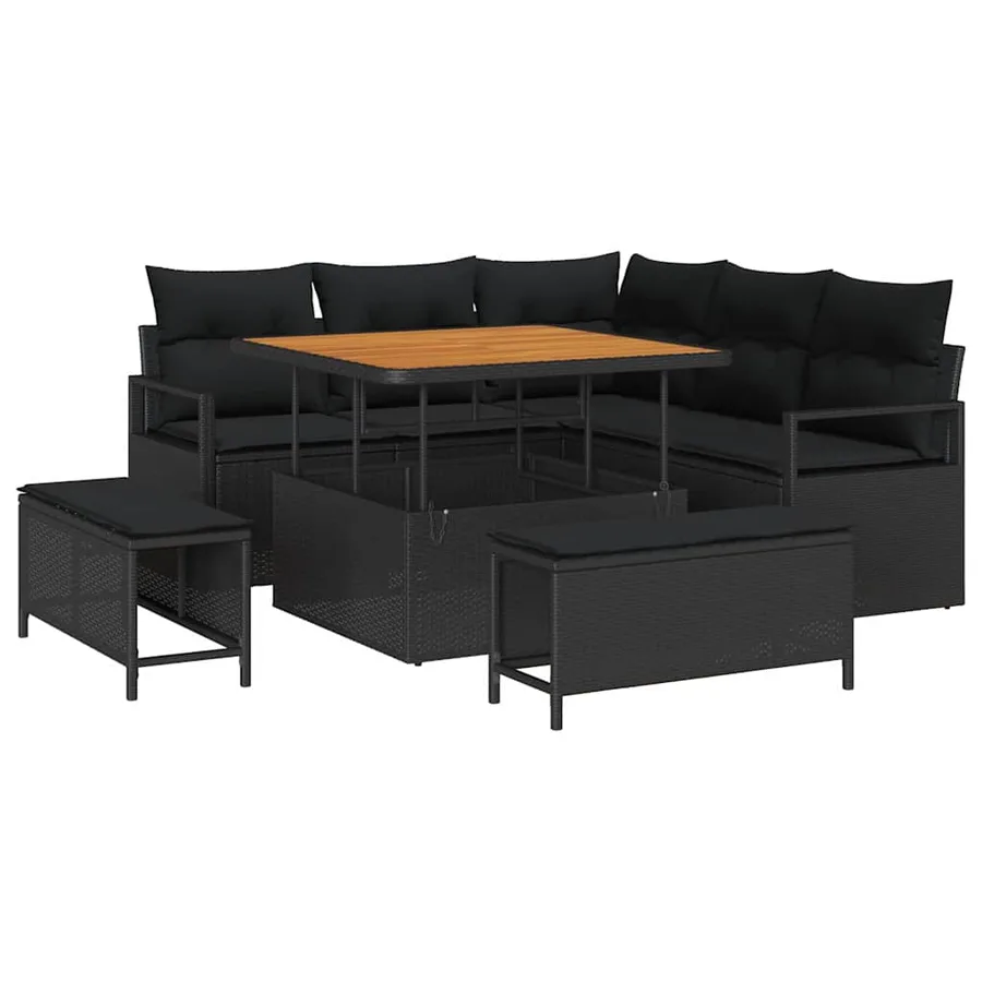 Ensemble de canapé de jardin avec coussin 8 pcs Noir - 2