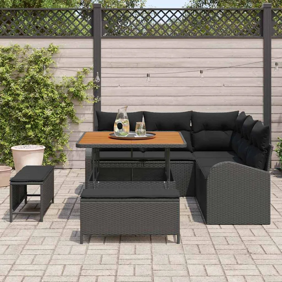 Ensemble de canapé de jardin avec coussin 8 pcs Noir - 3