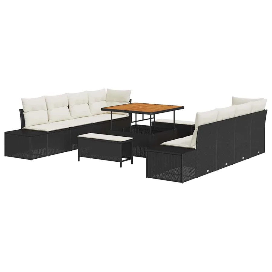 Ensemble de canapé de jardin Noir 264 x 62 x 85 cm Poly rotin - 2