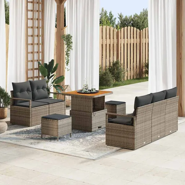 Ensemble de canapé de jardin avec coussin 8 pcs Gris