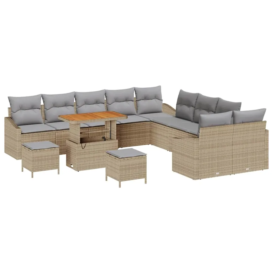 Ensemble de canapé de jardin 13 pcs Beige Poly rotin - 2