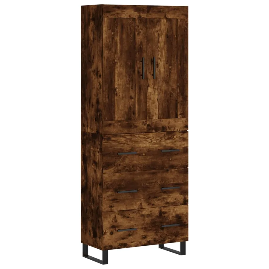 Buffet haut Chêne fumé 69,5x34x180 cm Bois d'ingénierie - 2