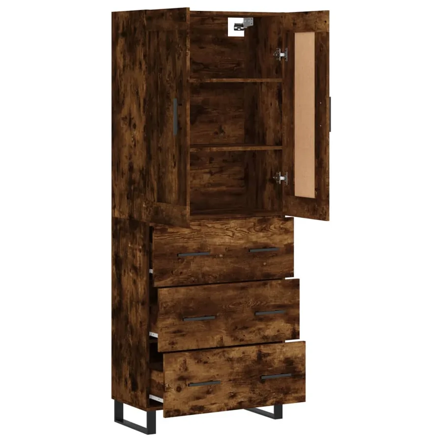 Buffet haut Chêne fumé 69,5x34x180 cm Bois d'ingénierie - 4