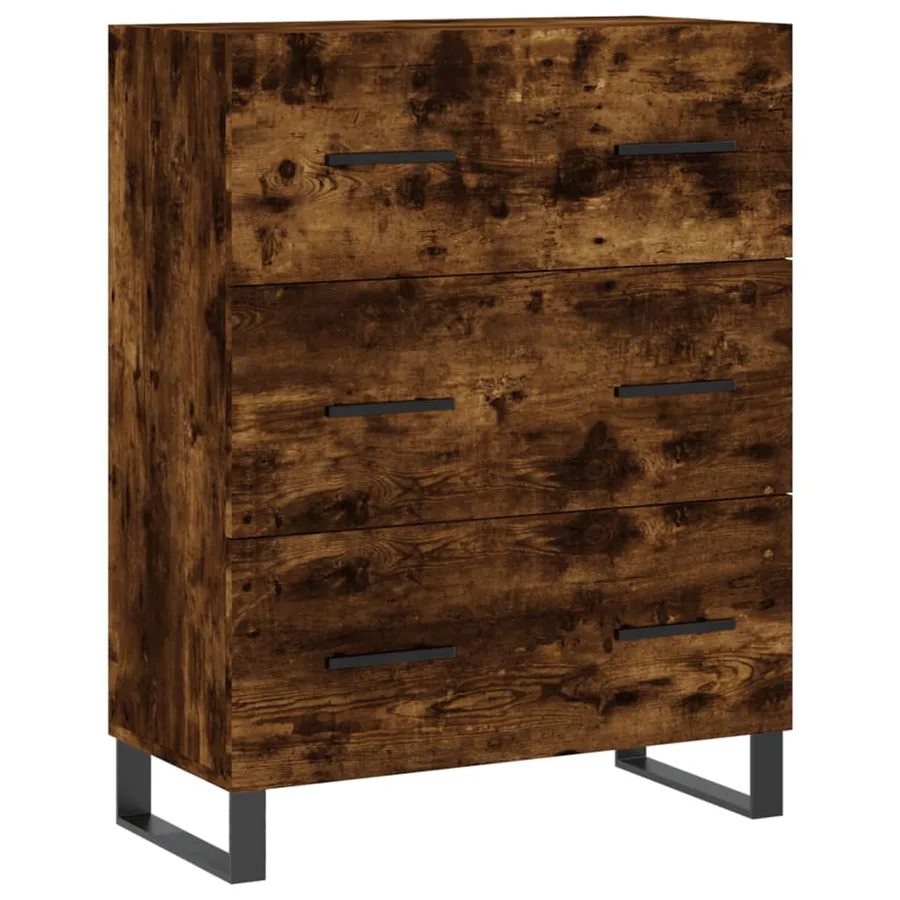 Buffet haut Chêne fumé 69,5x34x180 cm Bois d'ingénierie - 7
