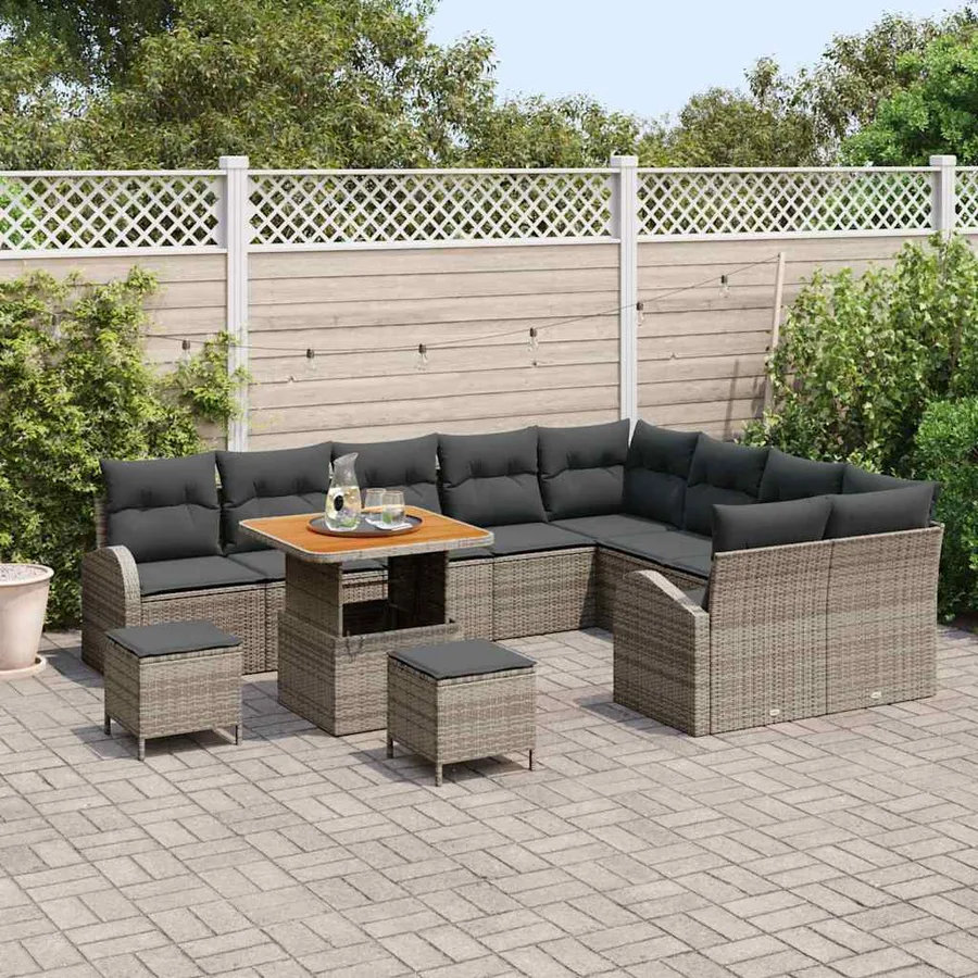 Ensemble de canapé de jardin avec coussin 12 pcs Gris - 3