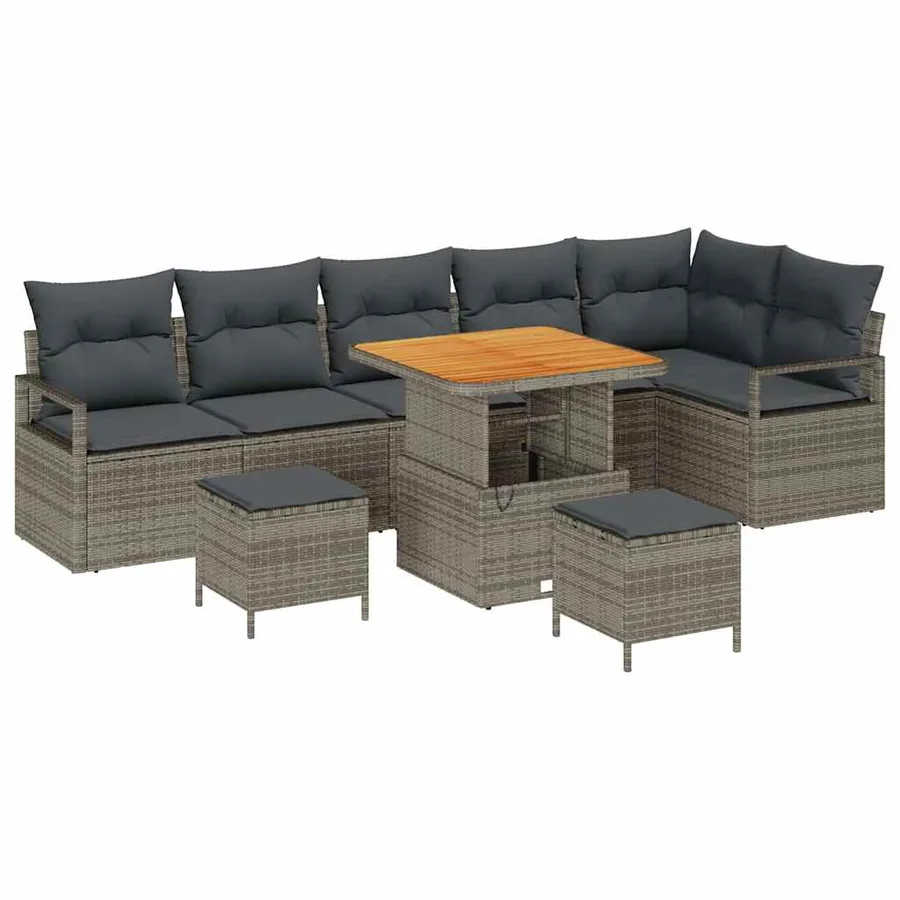 Ensemble de canapé de jardin avec coussin 9 pcs Gris - 2