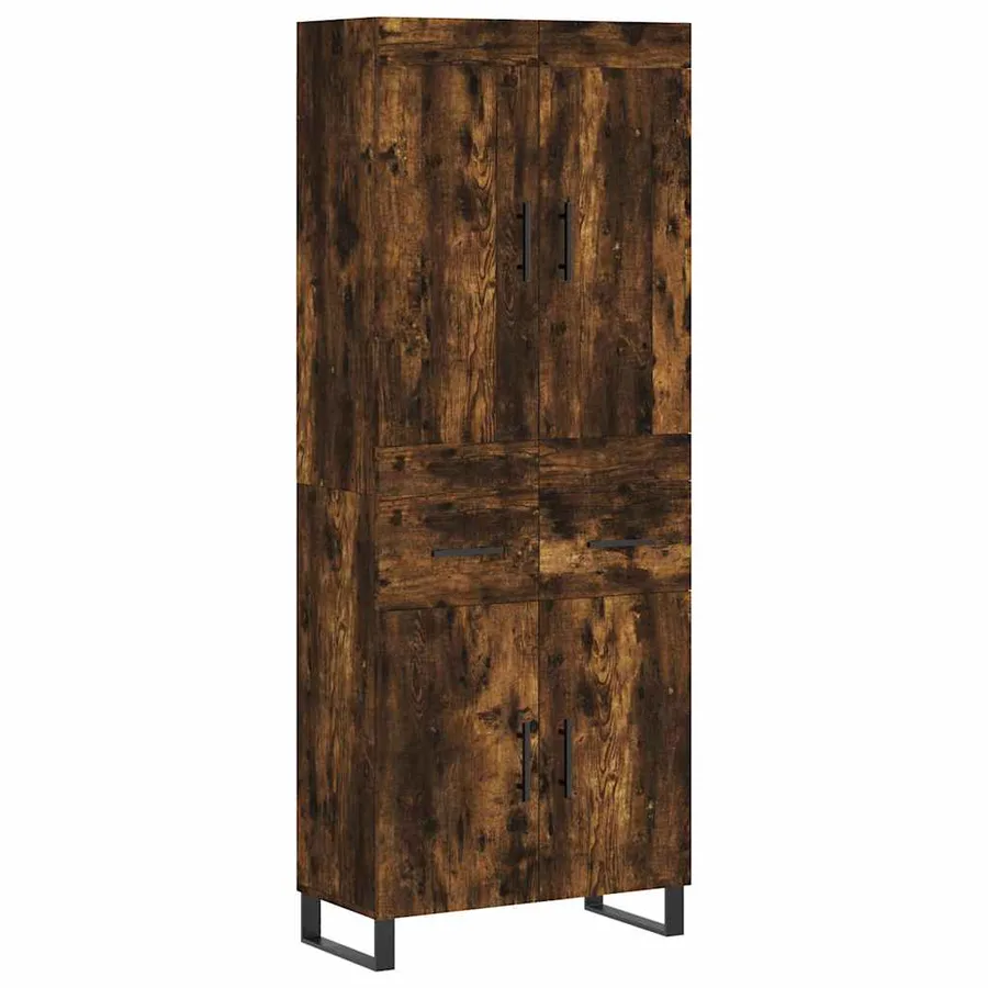 Buffet haut Chêne fumé 69,5x34x180 cm Bois d'ingénierie - 2