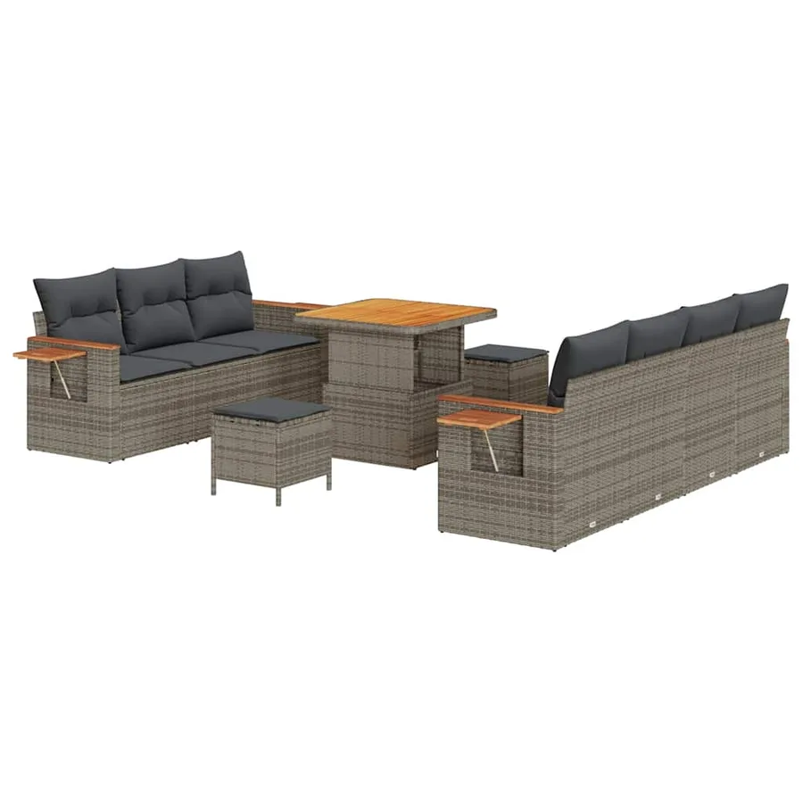 Ensemble de canapé de jardin avec coussin 13 pcs Gris polyrotin - 2