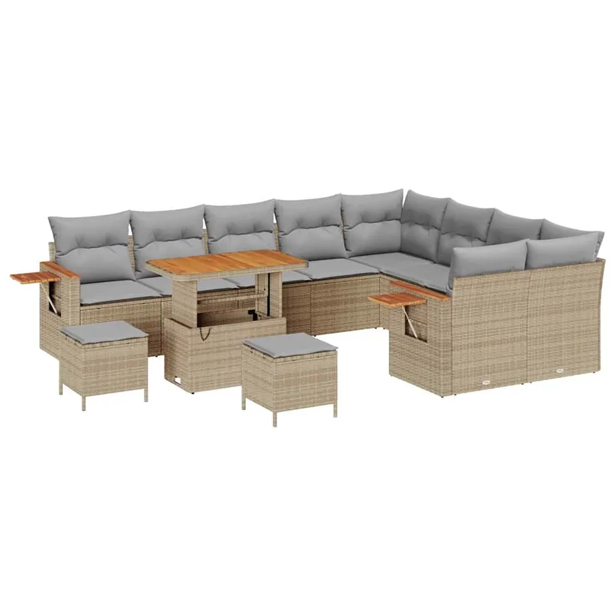 Ensemble de canapé de jardin 13 pcs Beige et Gris clair - 2
