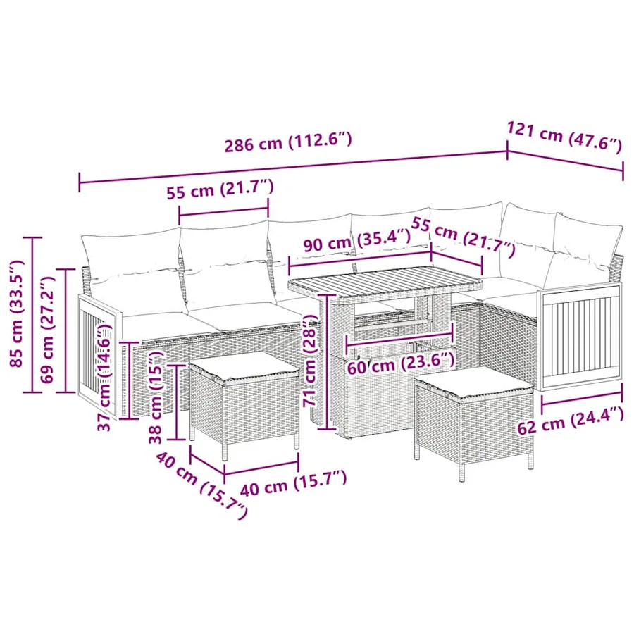 Ensemble de canapé de jardin 11 pcs Beige et Gris clair - 14
