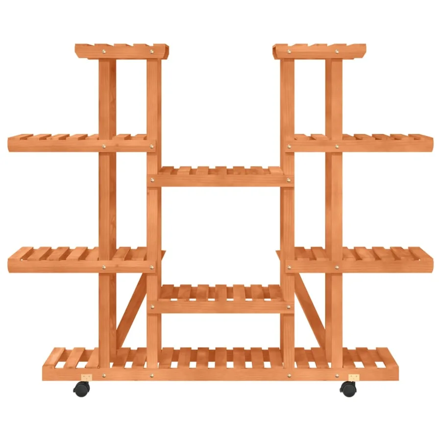 Support à fleurs avec roues 110x25x115 cm bois massif de sapin - 4